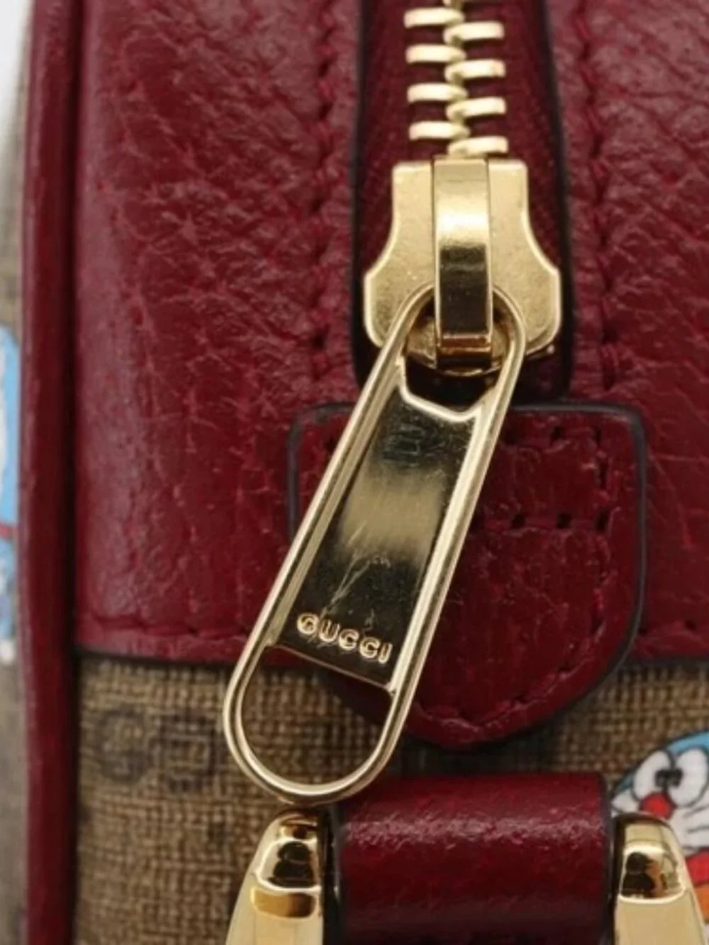 GUCCI Micro GG Supreme Doraemon x Fujiko-Pro Bag PVC Beige 647784 Auth 167167SM